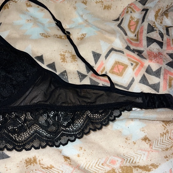 Gilligan & O’Malley Black Sheer Longline Bralette with Gorgeous Lace Size Small - Picture 6 of 10